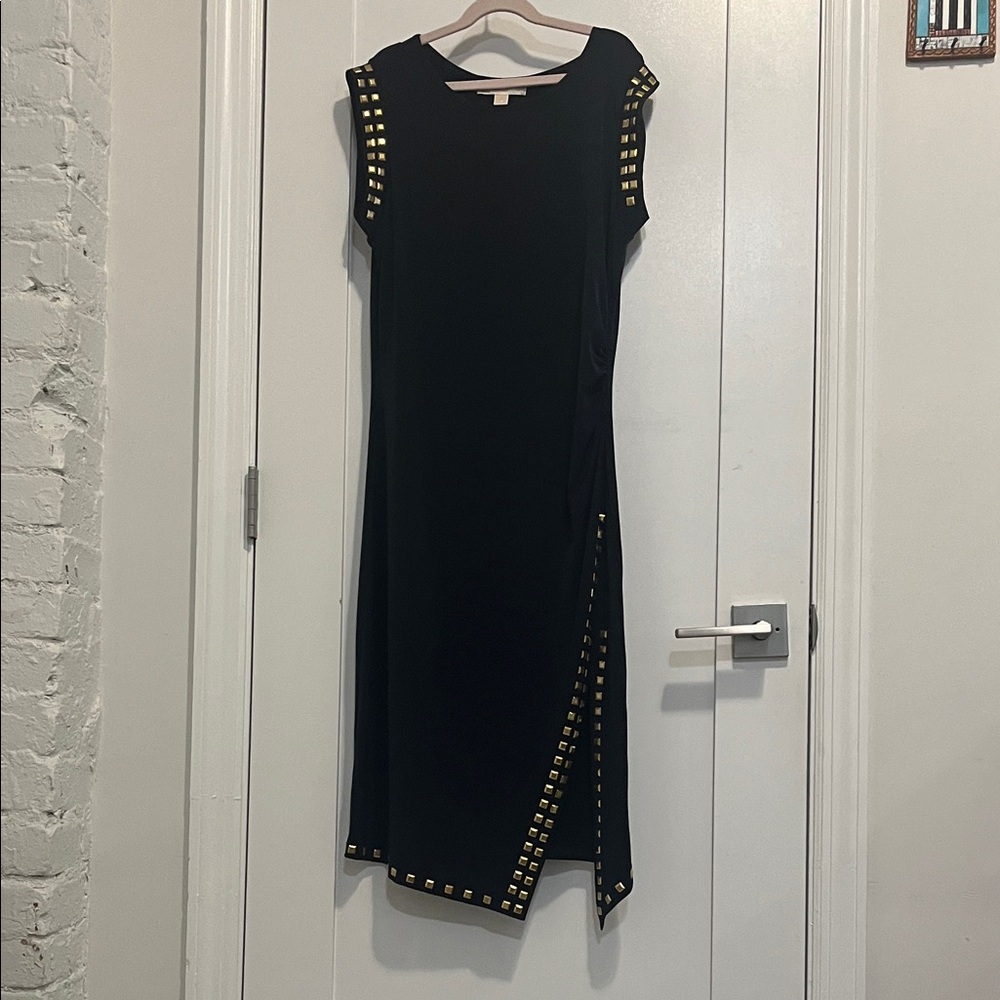 MICHAEL Michael Kors Navy Blue Dress with Gold Accents